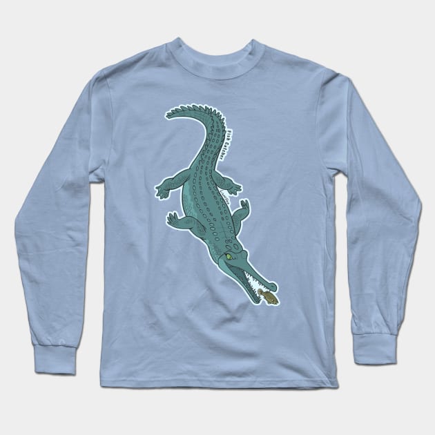 Fish Catcher - EN - Gharial Long Sleeve T-Shirt by LaumiRez